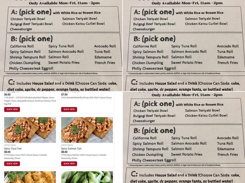 Burger Teriyaki Sushi Menu