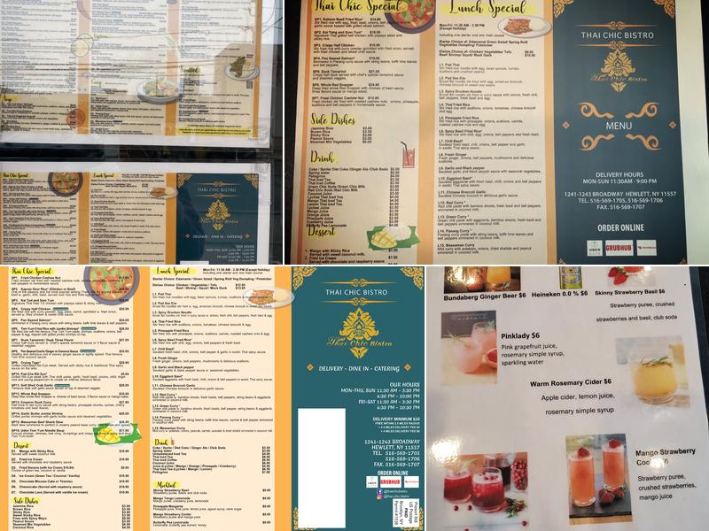 Thai Chic Bistro Menu
