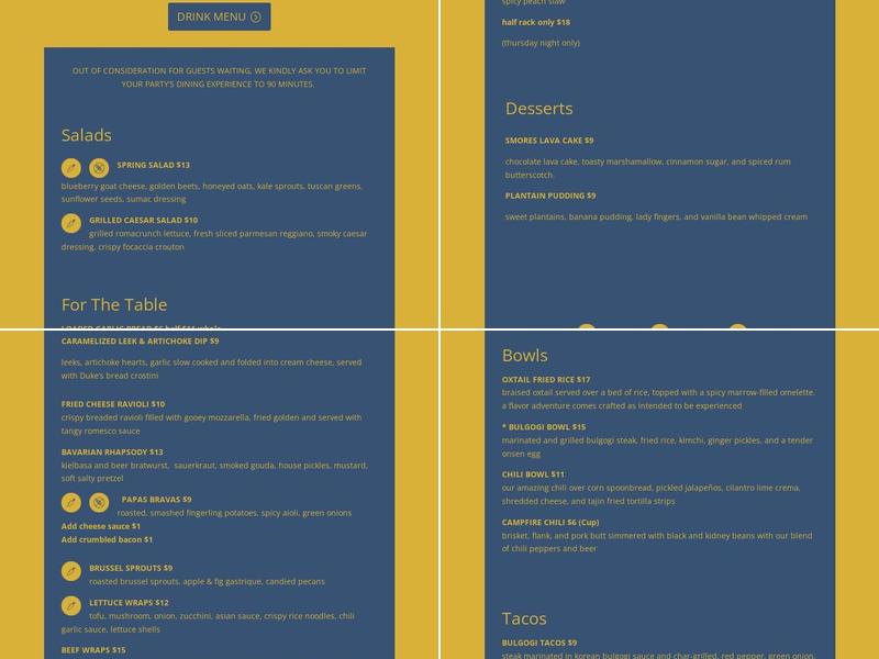 Grinning Mule Menu
