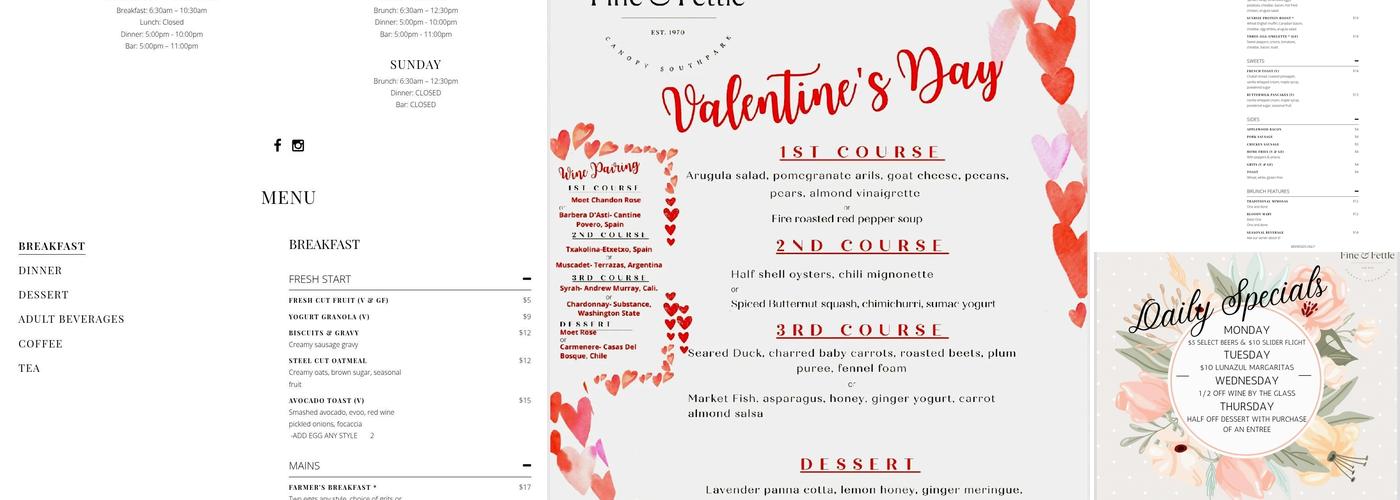 Fine & Fettle Menu
