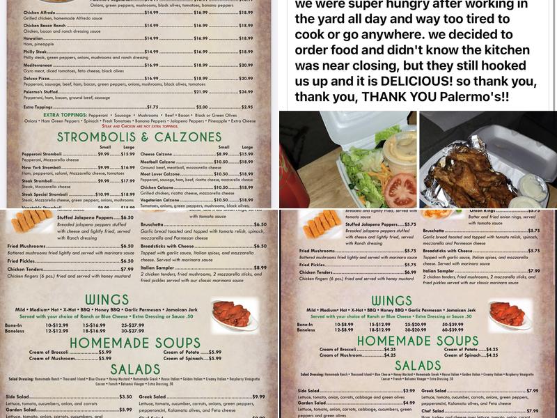 PALERMO's FAMILY ITALIAN & GREEK RESTAURANT CONOVER, NC Menu