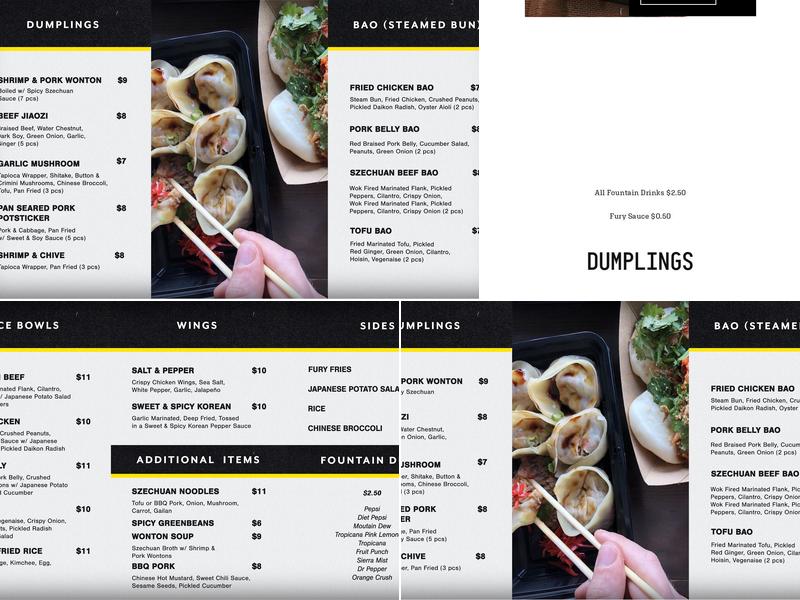 Dumplings of Fury Menu