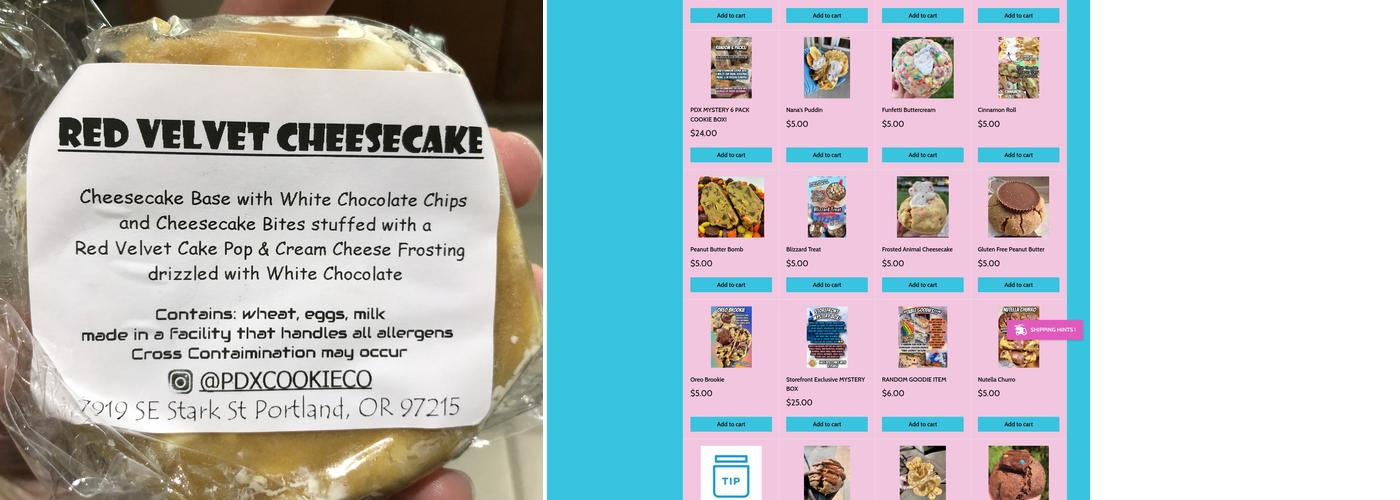 PDX Cookie Co Menu