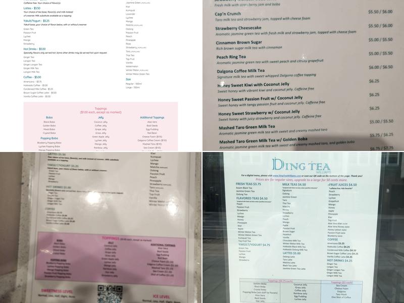 Ding Tea Williams Menu