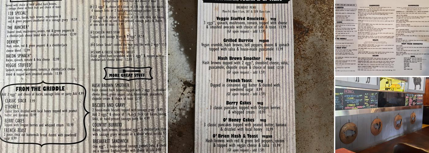 138 Grill Menu