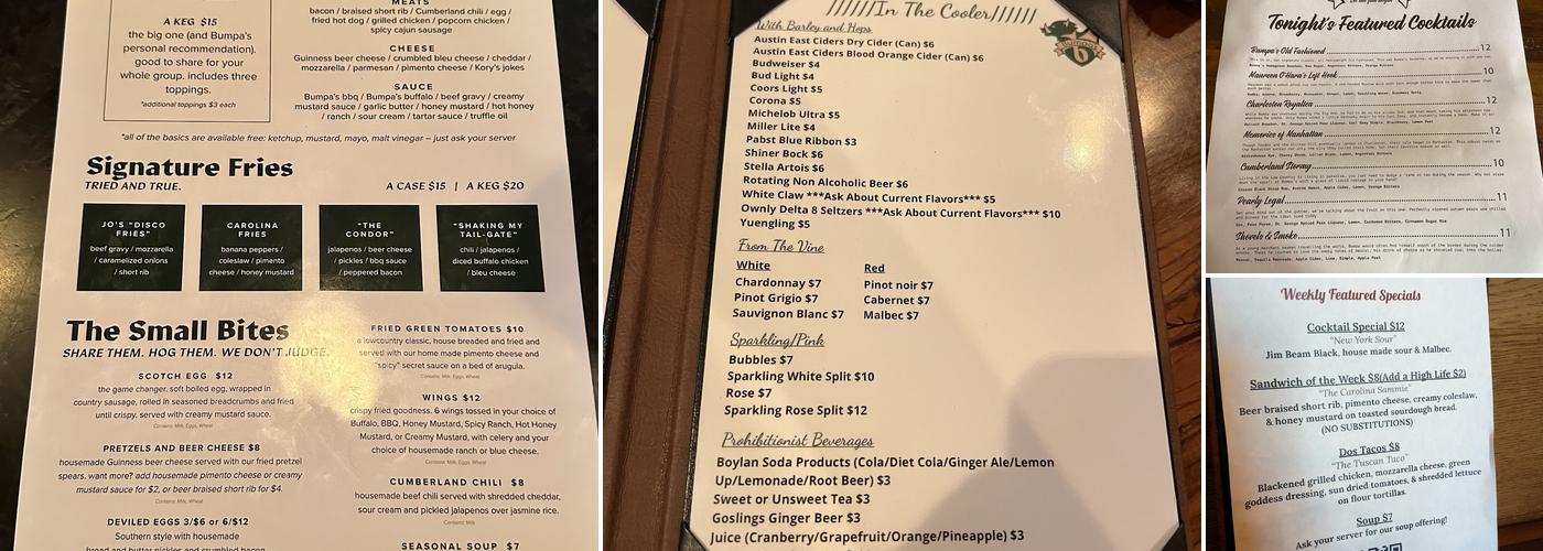 Bumpa's Menu