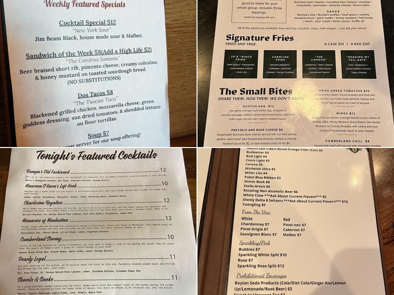 Bumpa's Menu