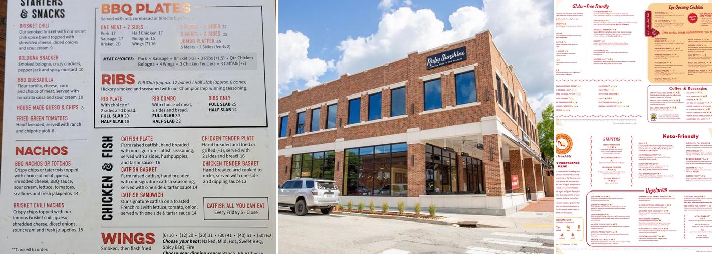 Ruby Sunshine Menu