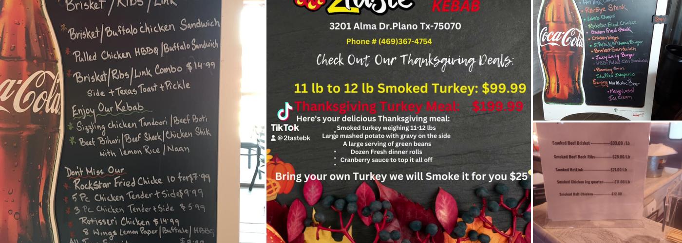 2Taste BBQ and Kebab Menu