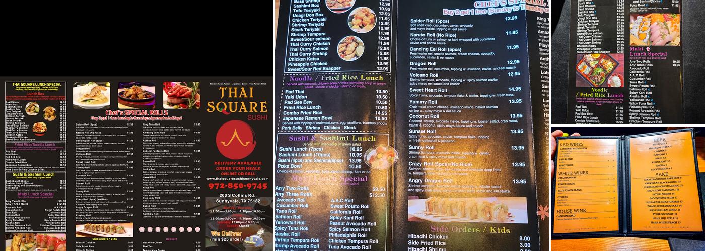 Thai Square Sushi Menu