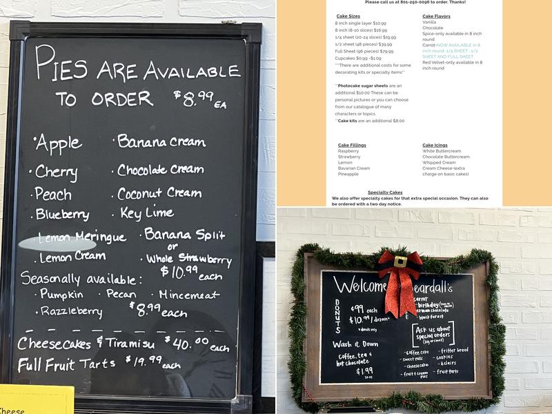 Beardall's Bakery Menu