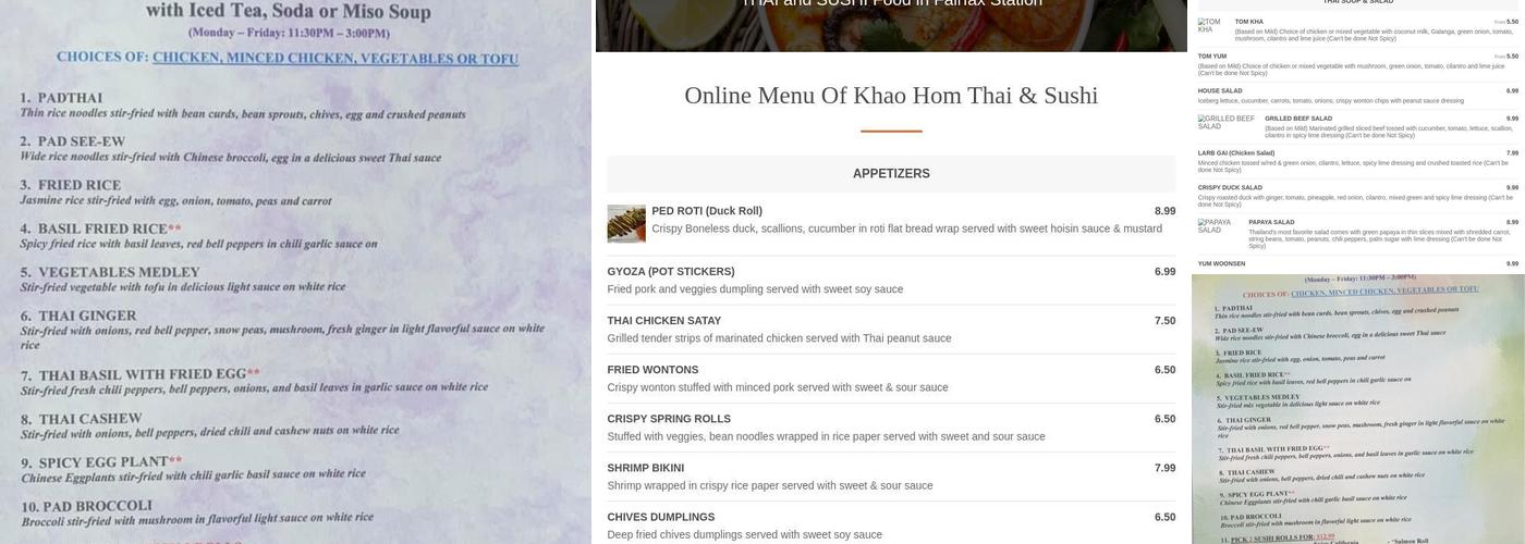Khao Hom Thai & Sushi Menu