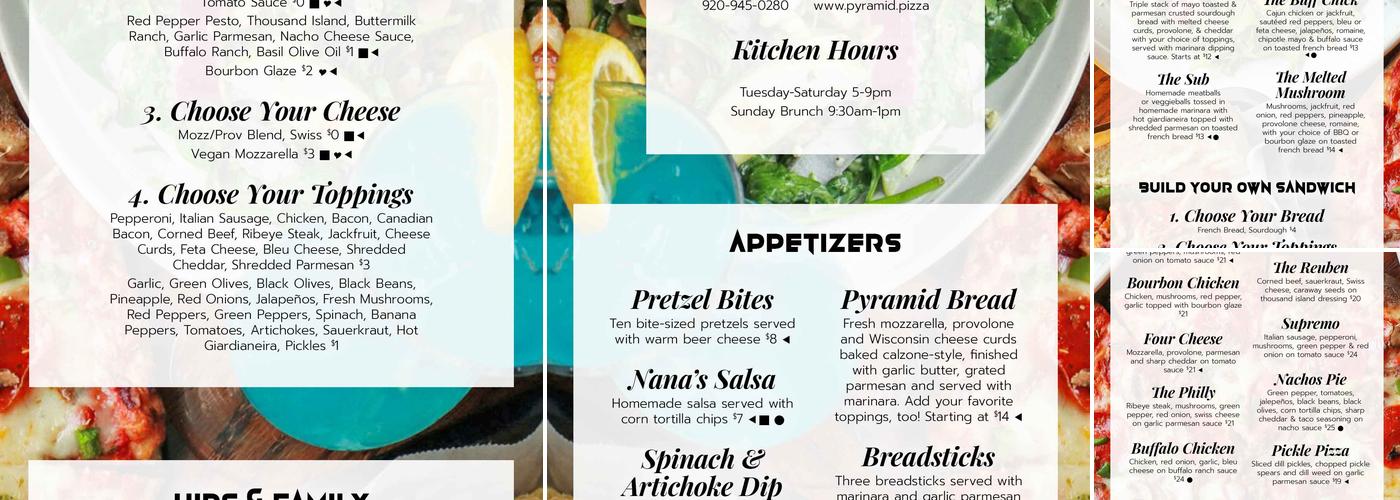 Pyramid Event Venue Menu