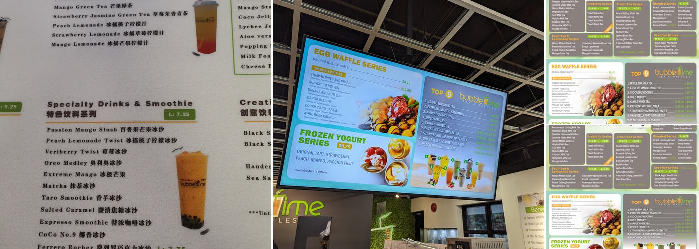 Bubble Time Tea & Waffles Menu