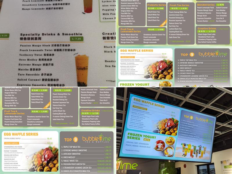 Bubble Time Tea & Waffles Menu