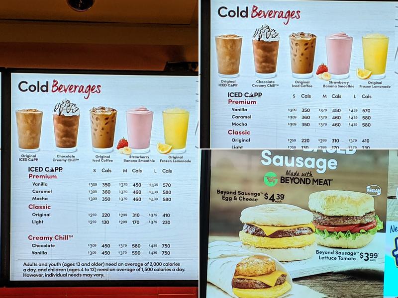 Tim Hortons Menu
