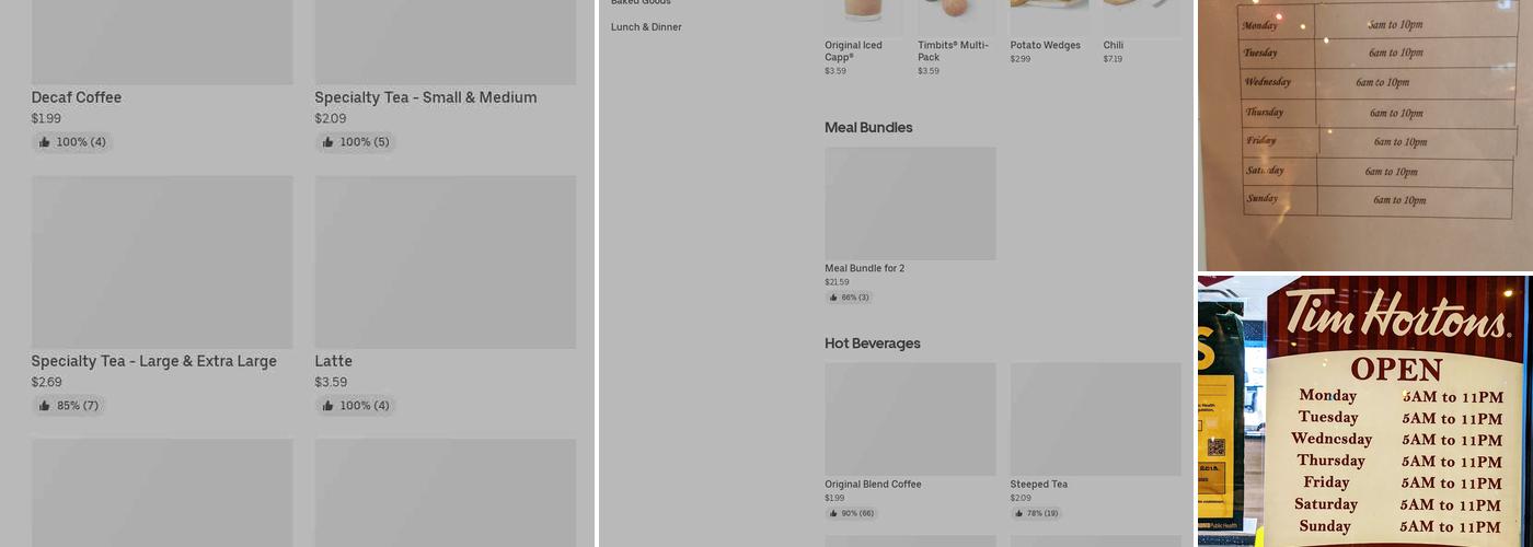 Tim Hortons Menu