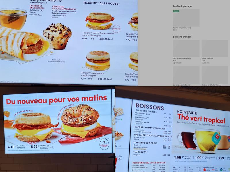 Tim Hortons Menu