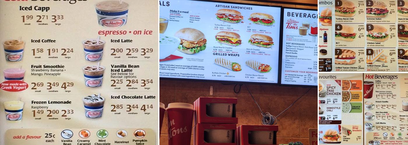 Tim Hortons Menu