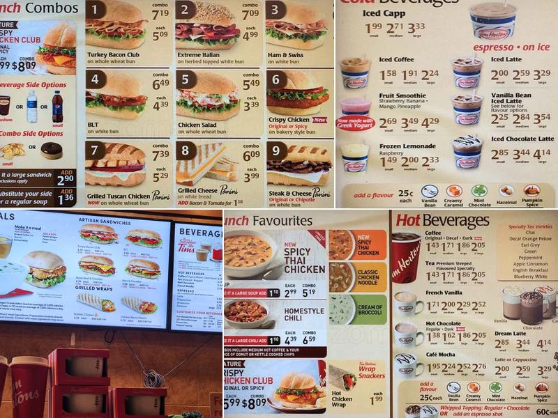 Tim Hortons Menu