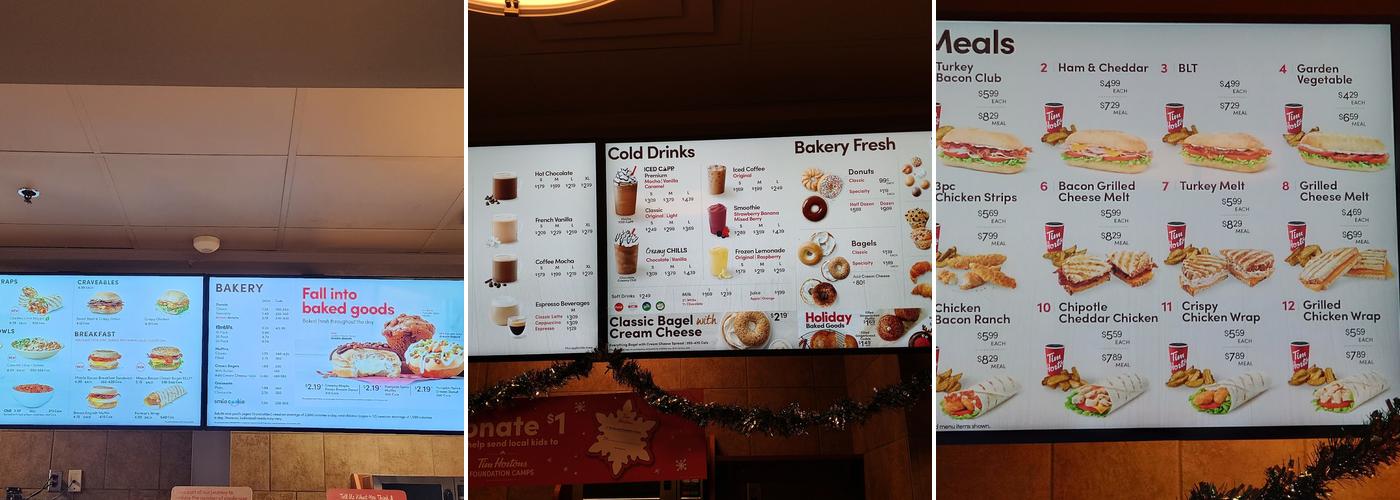 Tim Hortons Menu