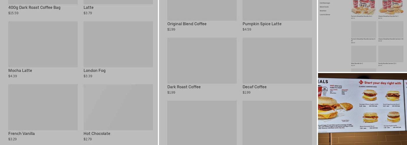 Tim Hortons Menu
