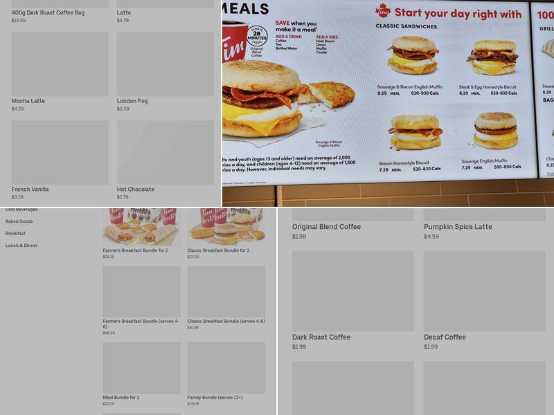 Tim Hortons Menu
