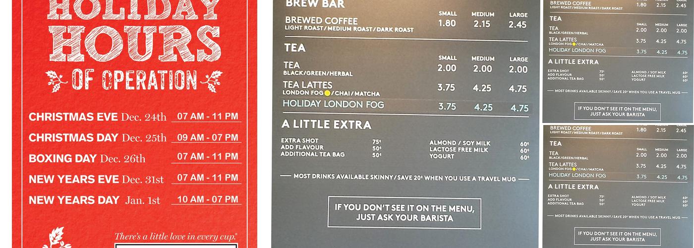 Second Cup Heron Park Menu