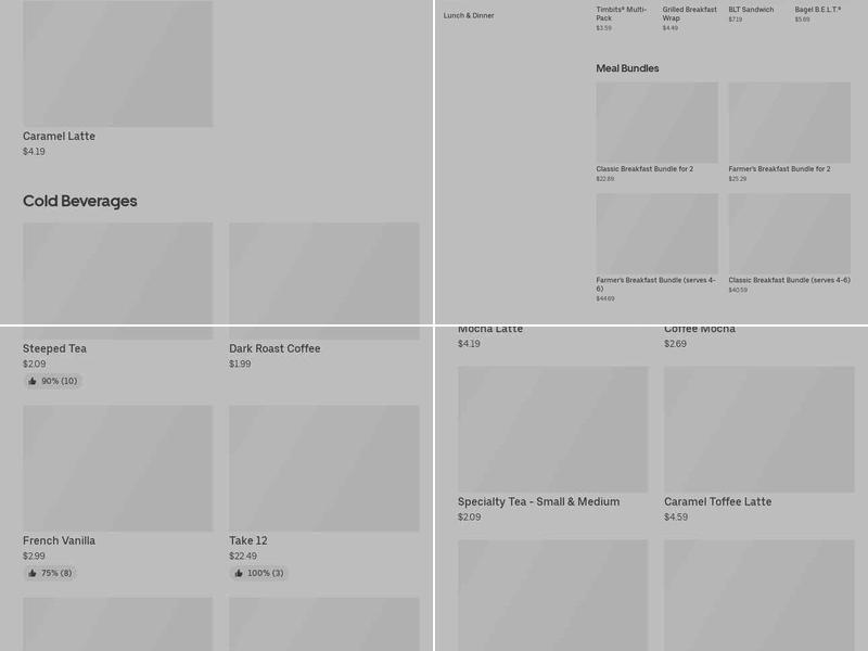 Tim Hortons Menu