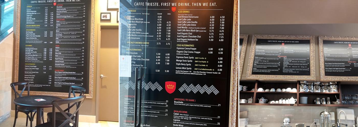 Caffe Trieste Menu