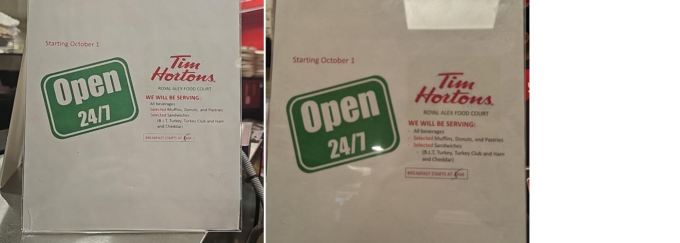 Tim Hortons Menu