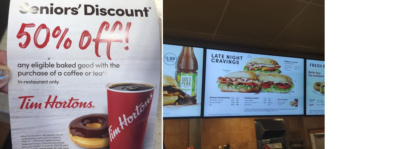 Tim Hortons Menu