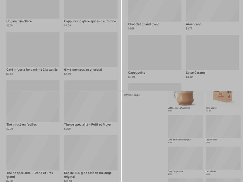 Tim Hortons Menu