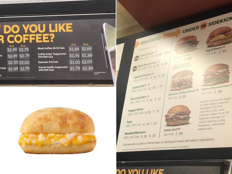 Subway Menu