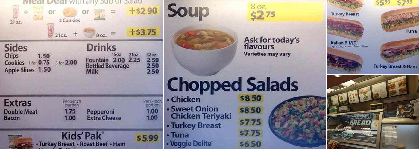 Subway Menu