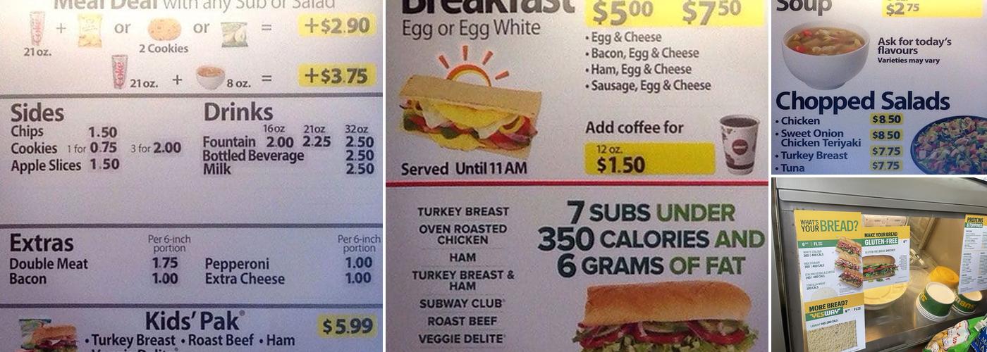 Subway Menu