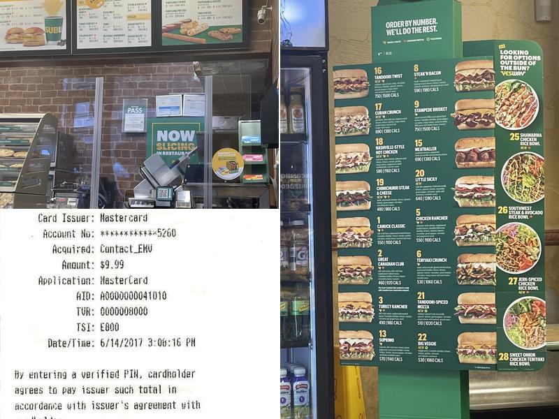 Subway Menu