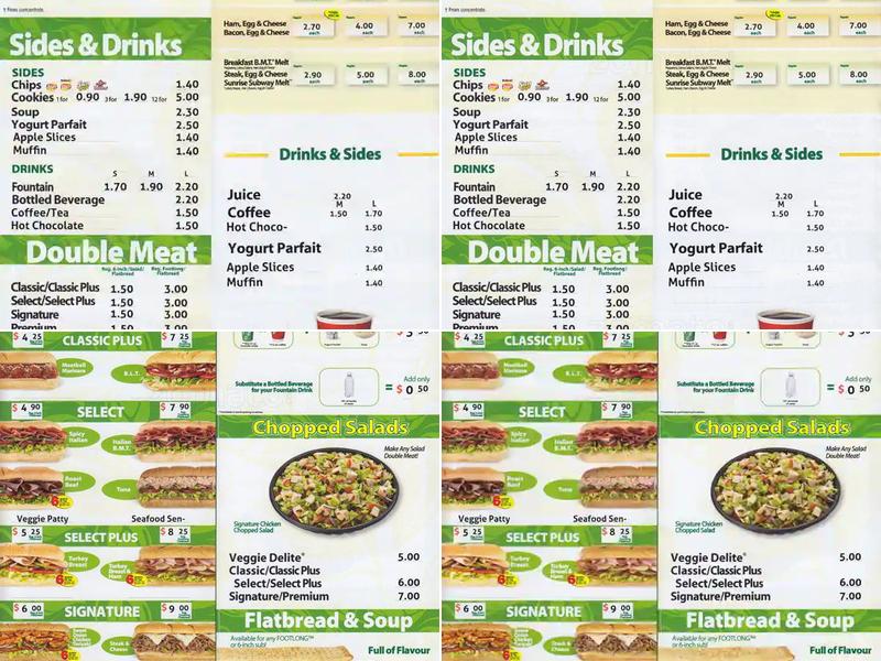 Subway Menu