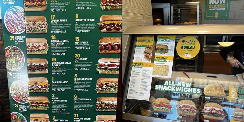 Subway Menu