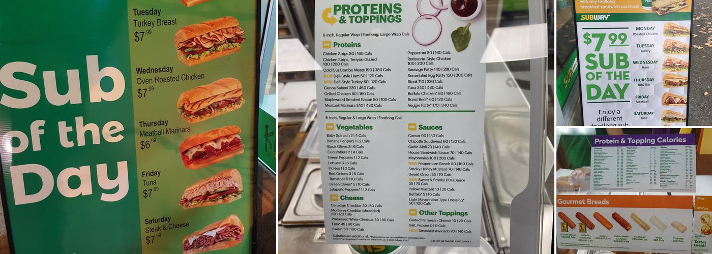 Subway Menu