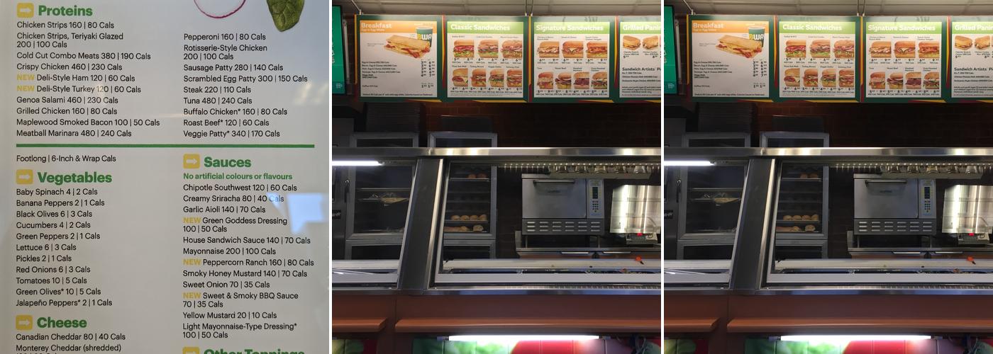 Subway Menu