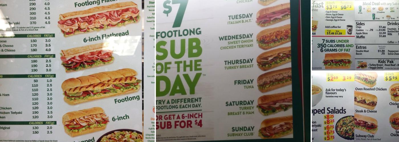 Subway Menu