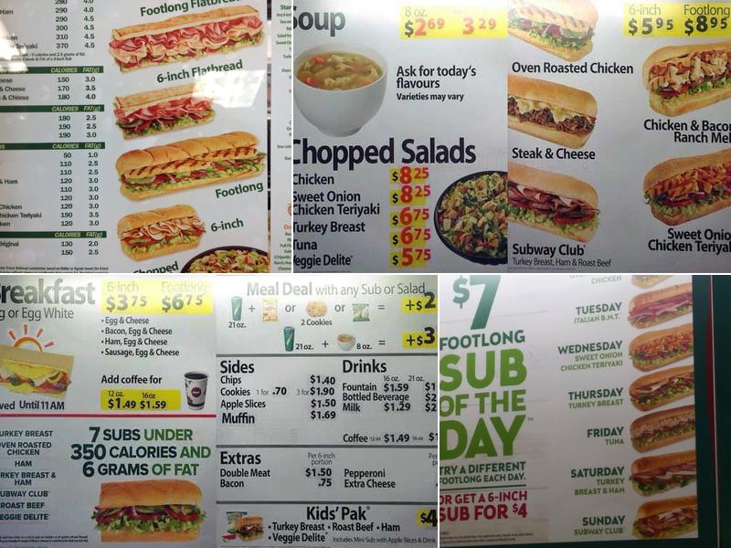 Subway Menu