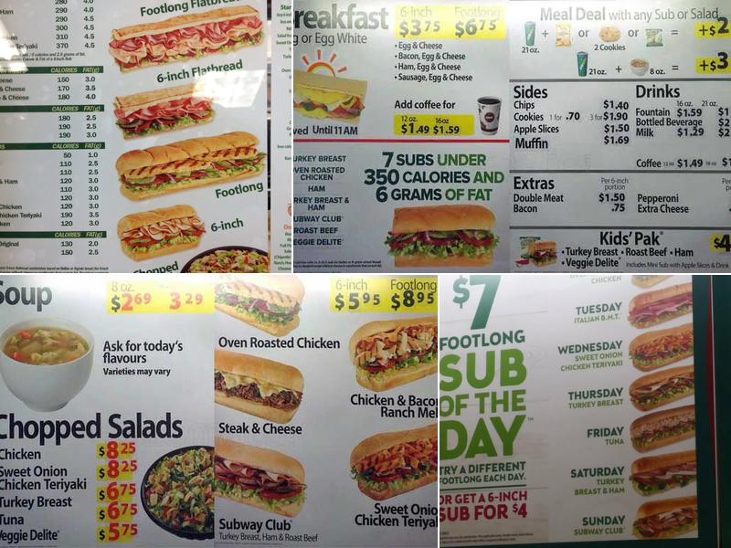 Subway Menu