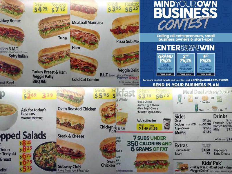 Subway Menu