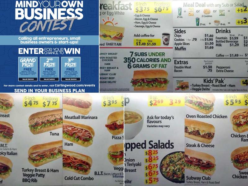 Subway Menu