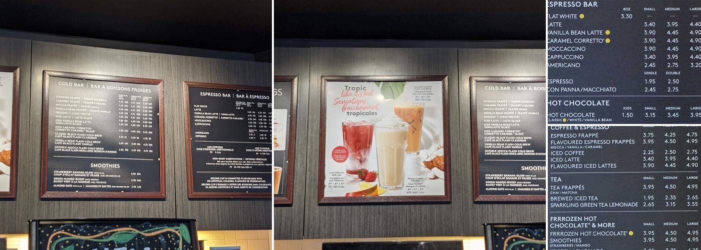 Second Cup Café Menu