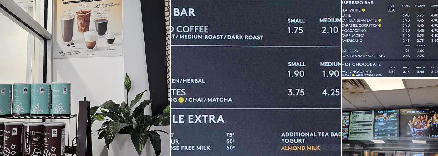 Second Cup Café Menu