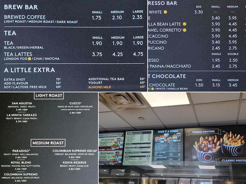 Second Cup Café Menu