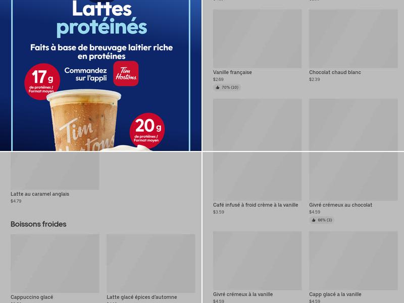 Tim Hortons Menu